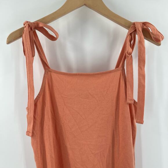 TOPSHOP Dress Size 2 Tiered Poplin Midi Peach Orange Casual Summer Ties NWT - Picture 7 of 13
